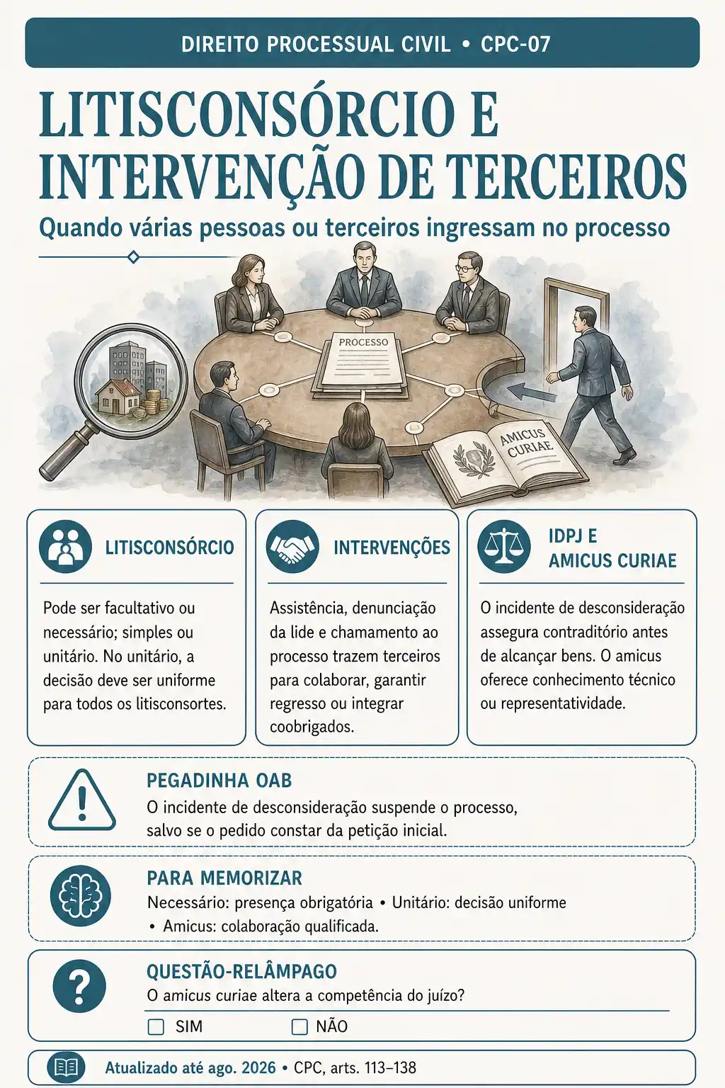 Ficha de Litisconsórcio e intervenção de terceiros, do Processo Civil
