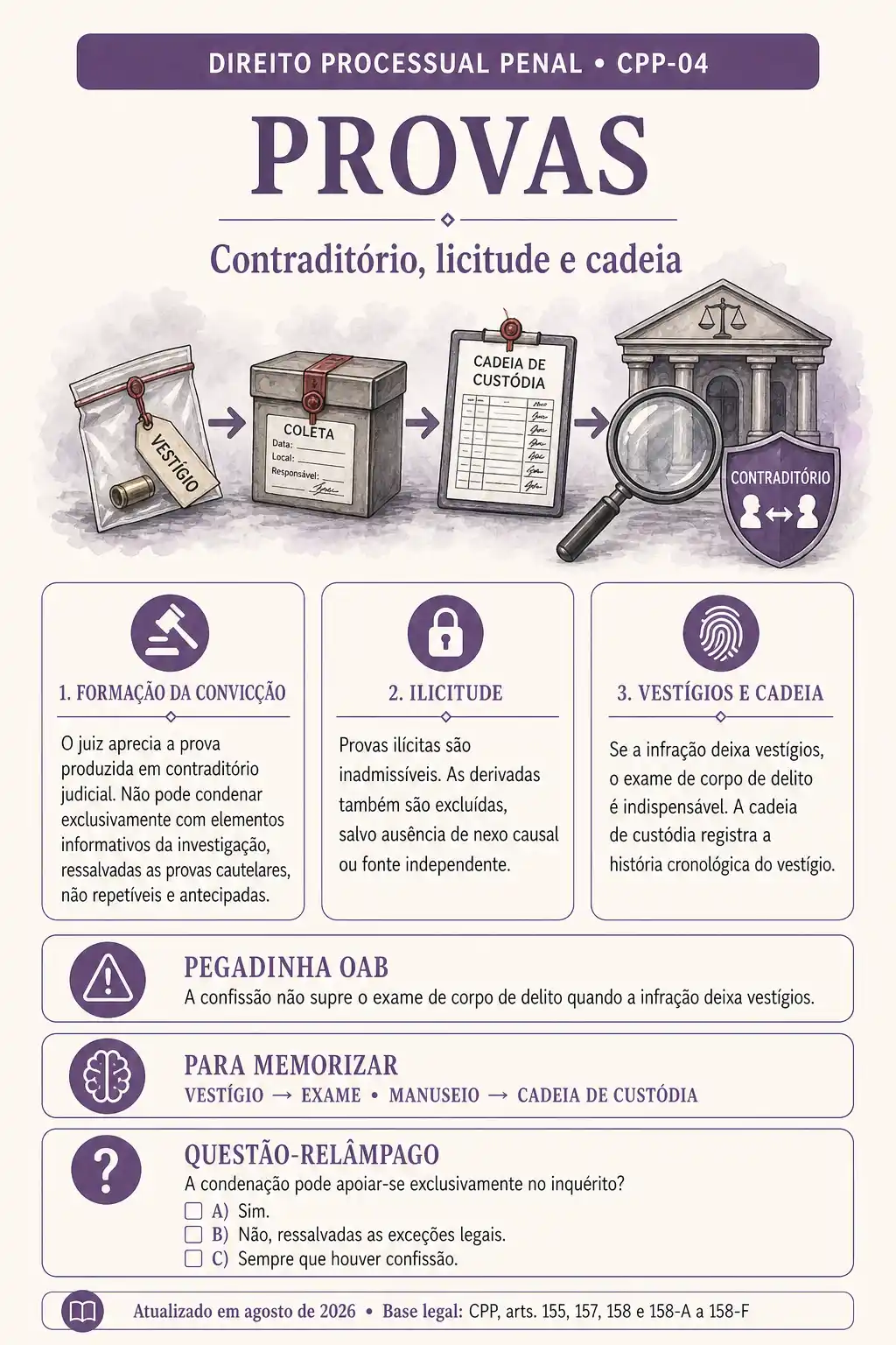 Ficha de Provas do Processo Penal: contraditório, licitude e cadeia de custódia
